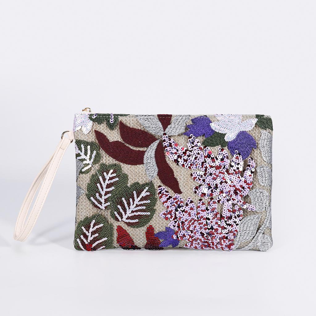 High-end Sequined Woven Dinner Bag New Embroidery Clutch Bag Summer Niche Straw Woven Bag Fashion Women's Envelope Bag