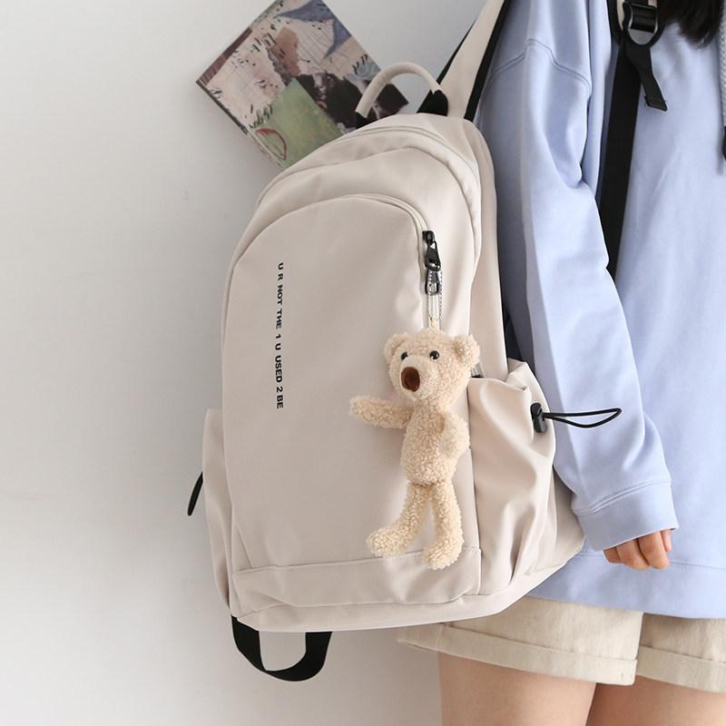 Schoolbag Customized Large Capacity School Bag Women's Lightweight Solid Color Fashion Versatile Junior High School Student Travel Backpack Men