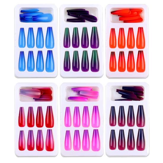Dlouhý přechod Pure Color Ballet Nail Nail Piece Barevný tisk Love Flame Evropské a americké Nails Art Tipy na falešné nehty Gel na nehty Full Cover