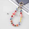 Chinese Elements Anti-Drop Lanyard Keychain Sparkling Teardrop Crystal Bead Pendant Bracelets Glittery Bling Mobile Charm Strap
