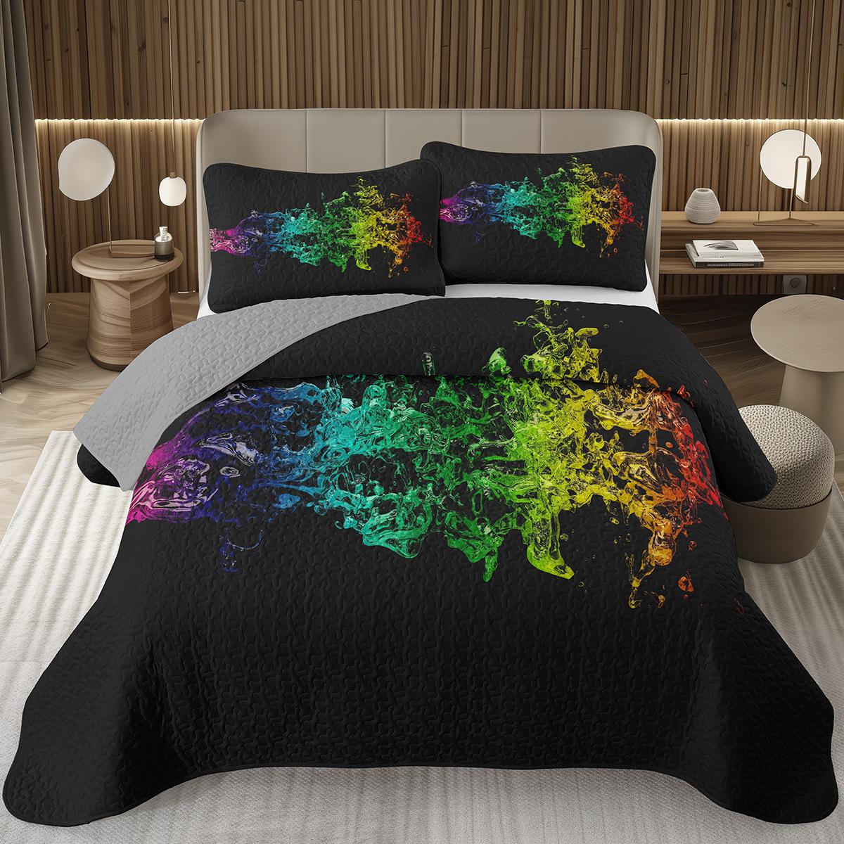 

Tie Dye Bedspread Full Queen, Ink Splash Quilted Coverlet, Modern Abstract Art Bedding Set, Grunge Watercolor Bedspreads Cover EU Single 135x200cm
