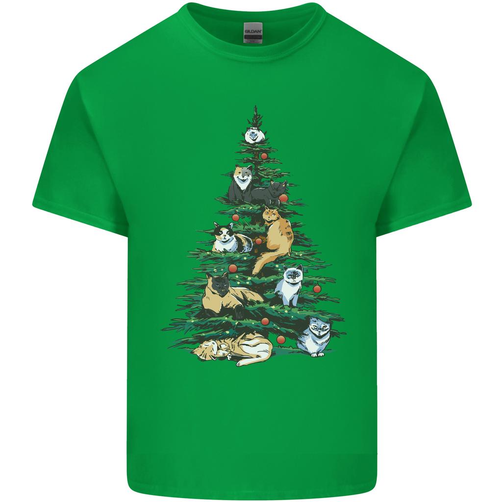 Cat Christmas Tree Unisexs Light Cotton TShirt