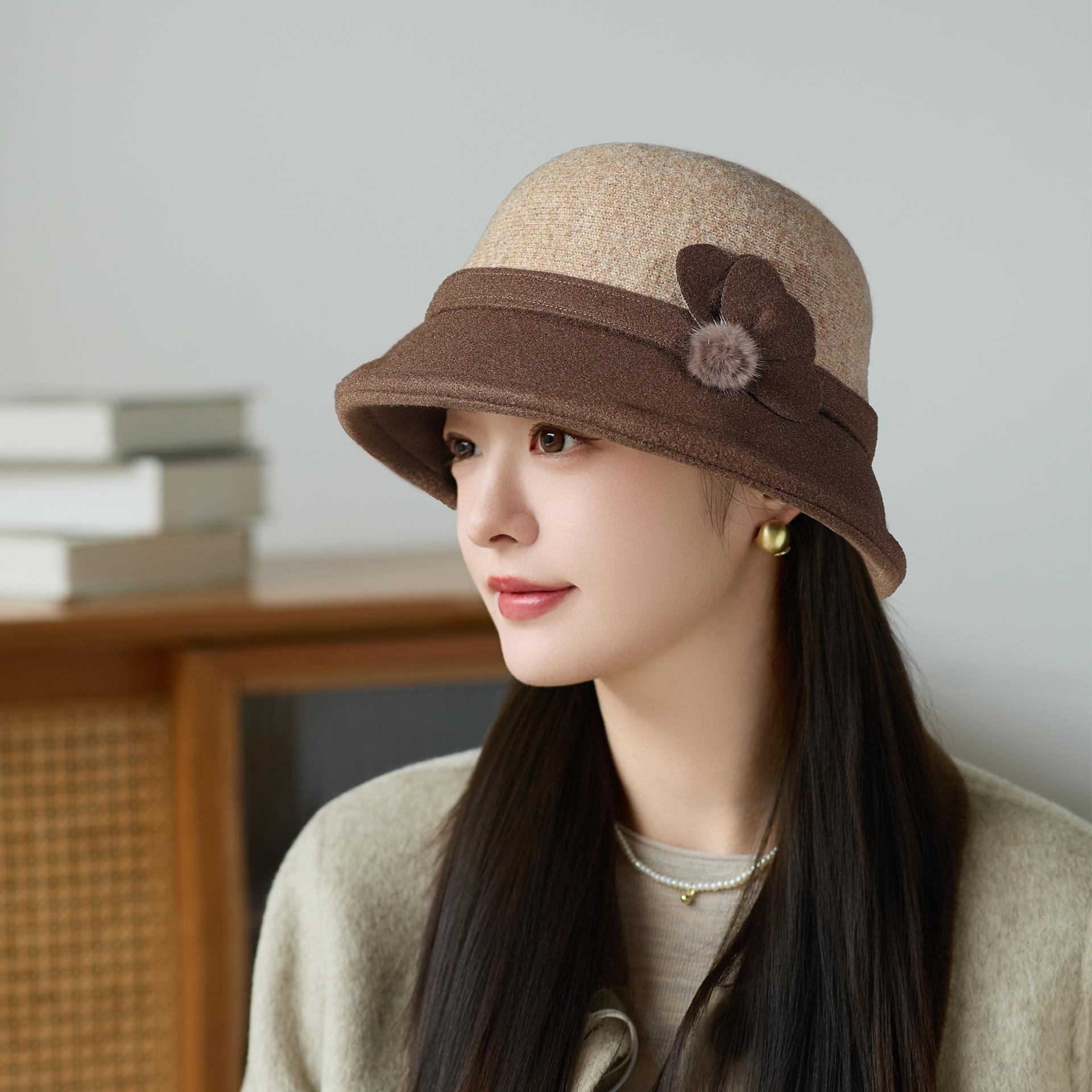 

Новое поступление Шерстяная осенне-зимняя шляпа-ведро Женская шляпа, Теплая утолщенная вязаная шапка в японском стиле One Size кофейный