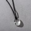 Wind Niche Design Black Rope Three-Dimensional Water Drop Shape Sweater Chain Pull Fashion Commuter Silver Metal Necklace