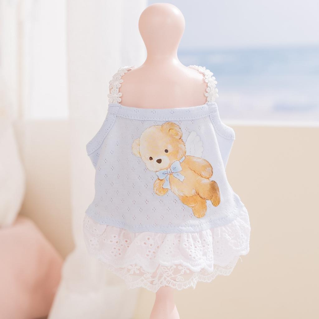 Pet Spring/Summer Little Bear Lace Blouse with Skirt for Cats and Dogs, Pet Clothing