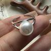 Anelli in Argento Sterling 925 per Donne Coppia Minimalista Fatti a Mano Semplice Anello con Sfera di Perla Grande Gioielli Raffinati Regalo Previene Allergie