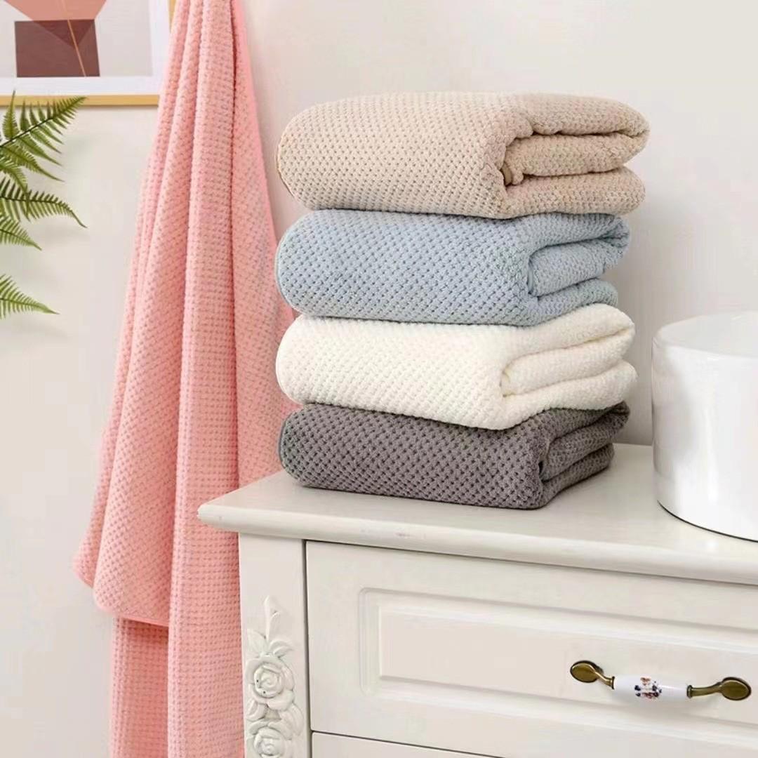 

Pineapple Lattice Coral Fleece Quick-Dry Bath Towel - Plain Color, Thick & Absorbent 35*75 cm верблюд