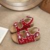 Polka Dot Korean Version Ins Retro Internet Celebrity Cork Sandals Women 2025 New Summer Wear Platform One Word Beach Shoes