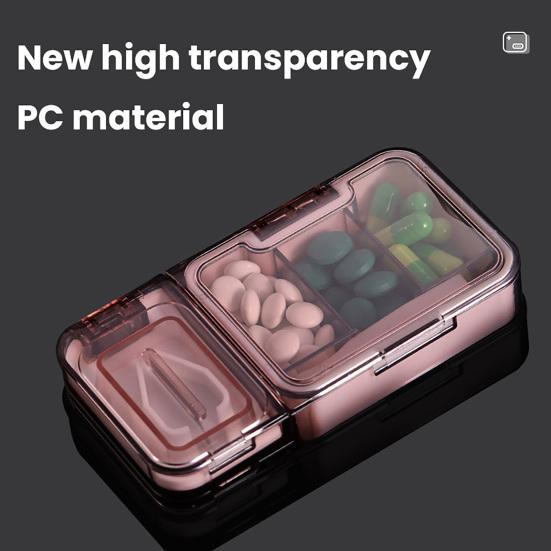 3-in-1 Multipurpose Medicine Box Large Capacity Compact Portable Tablet Medicine Dustproof Divider Pill Cutter