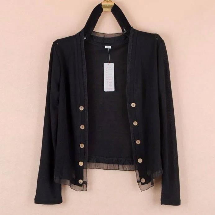 Women's Spring and Summer Solid Color Thin Simple Knit Sweater Long Sleeve Plus Size Button Sun Protection Outerwear