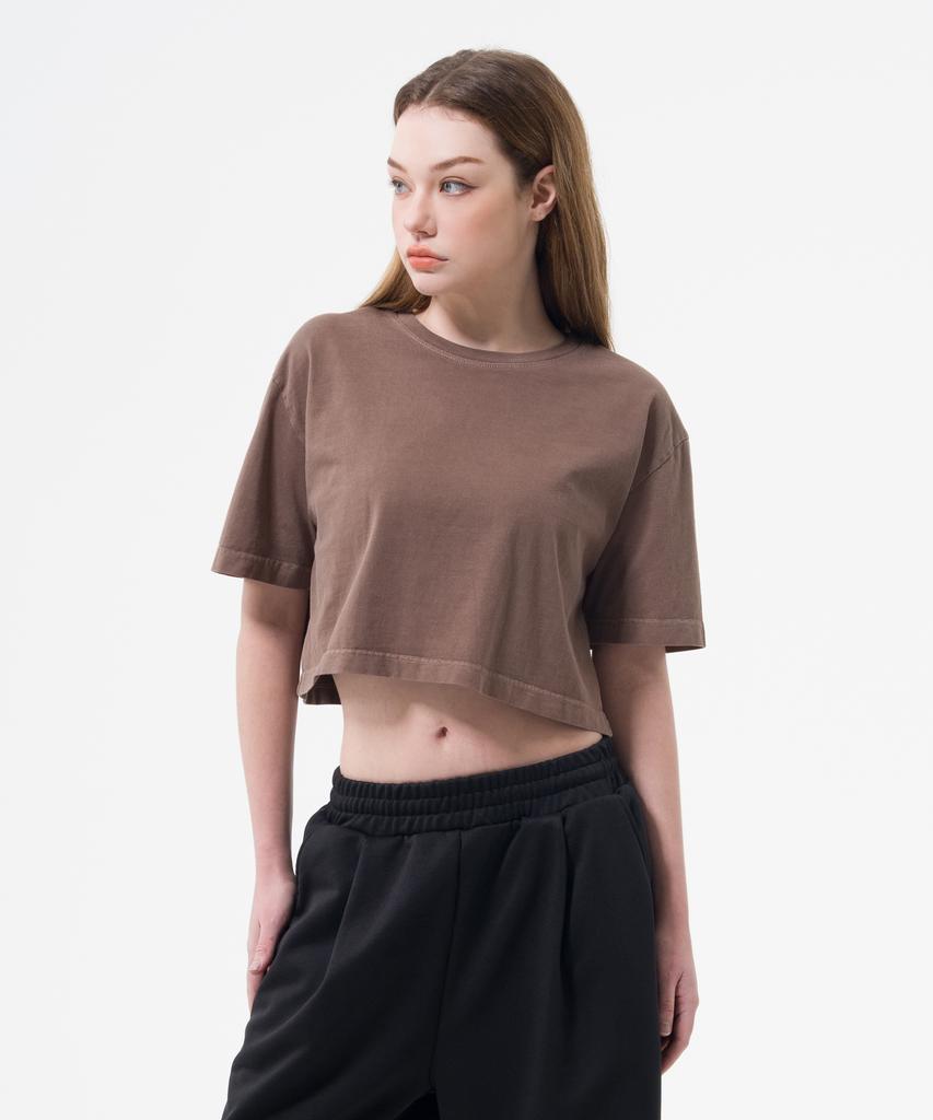 Descheuis Everyday Pigment Crop Short Sleeve Tee (W) Brown