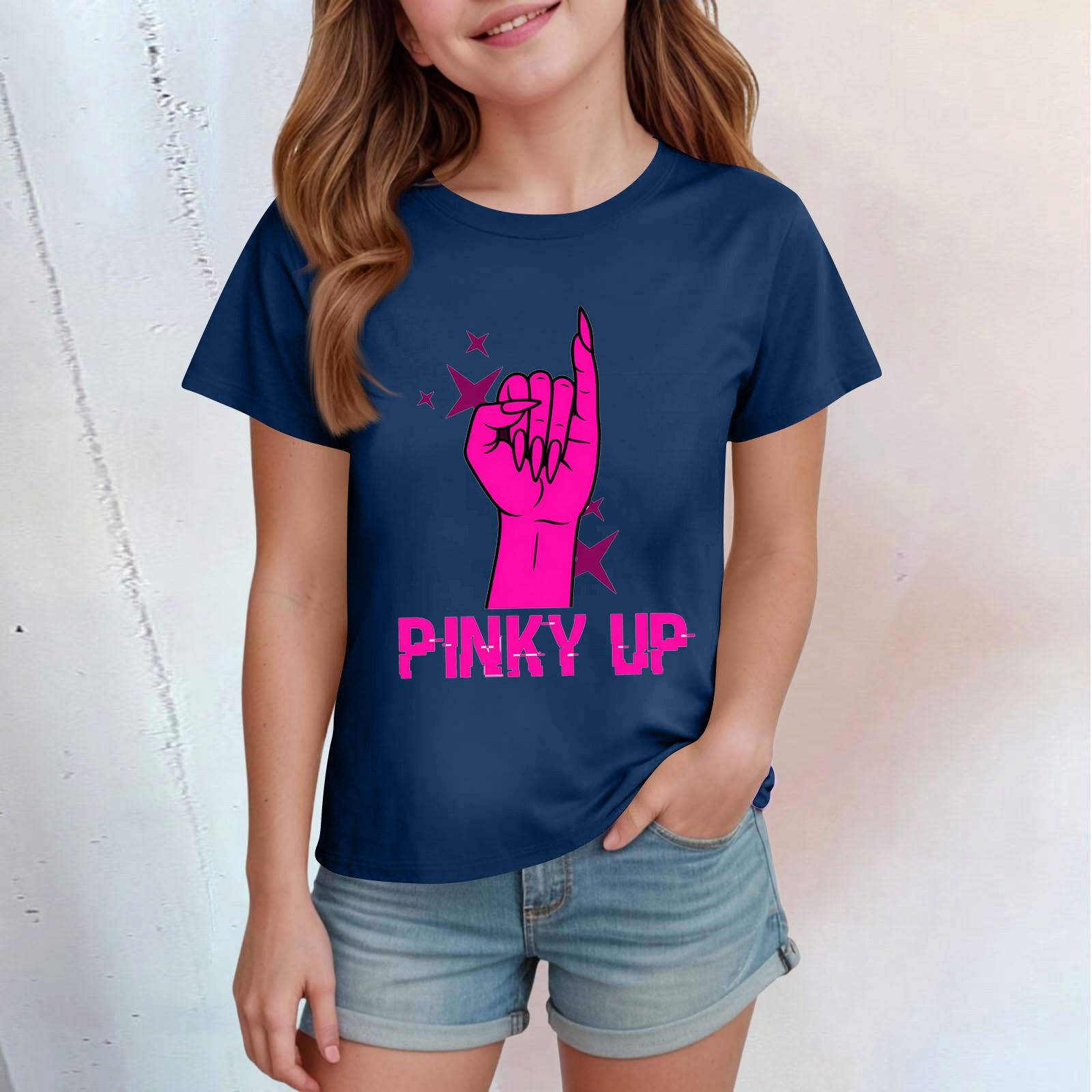 

Kids Casual Short Sleeve T Shirt Crew Neck Printed Boys Girls Summer Top Lightweight Breathable Soft Fabric Comfortable Fit 140 тёмно-синий