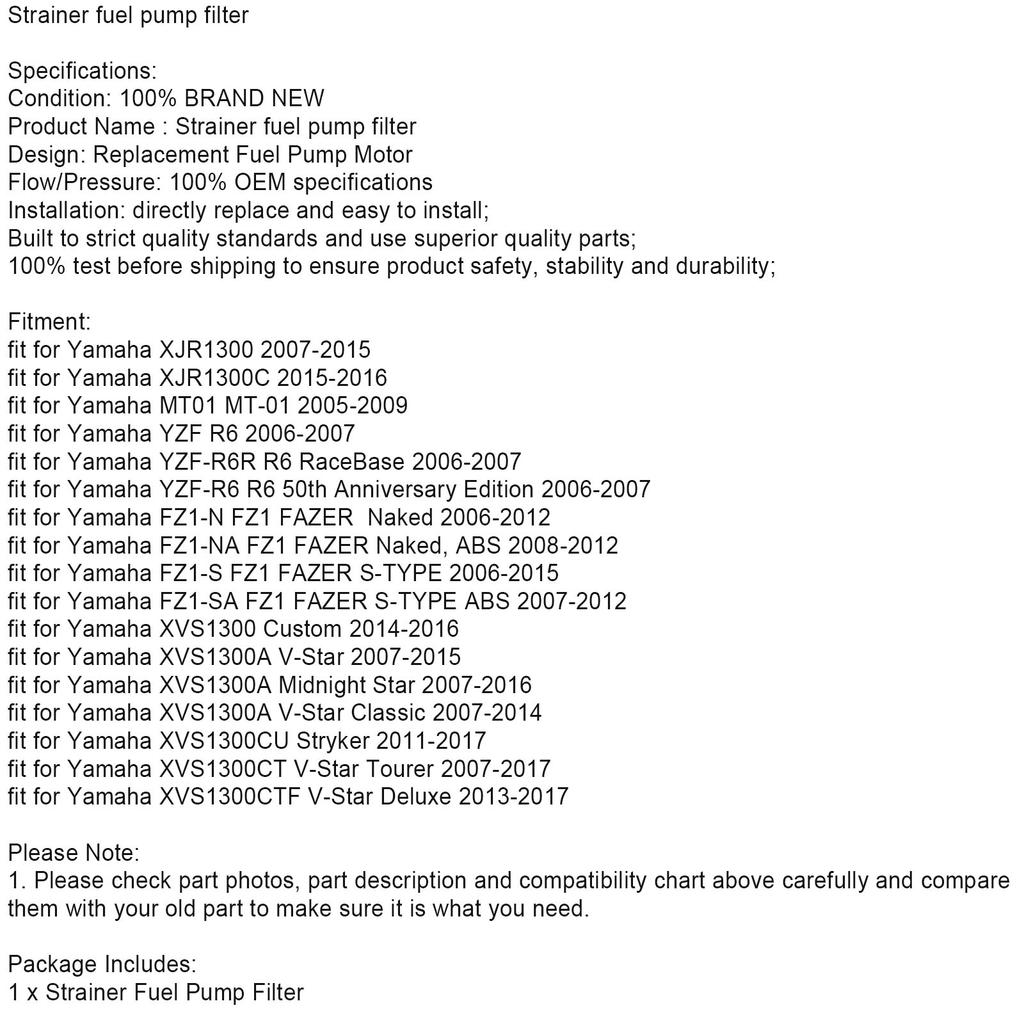 Kraftstoffpumpenfilter für Yamaha XVS1300 FZ1 FAZER YZF-R6 XJR1300 MT01