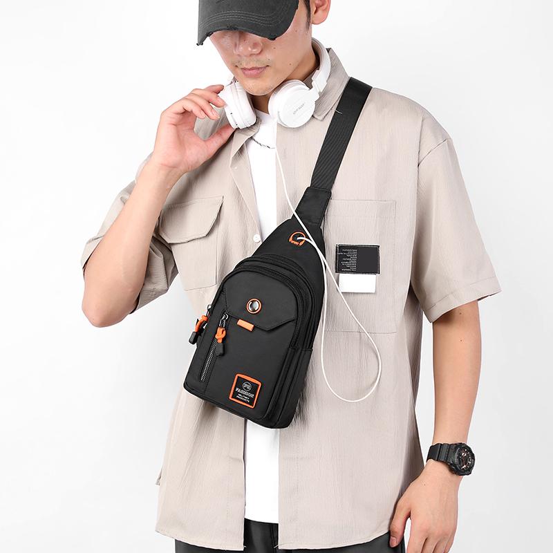 Men Fashion Chest Waist Bag Casual Outdoor Travel Nylon Sling Bag Chest Bag Phone Bag