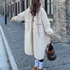 Off-white Hooded Lambswool Jacket for Women In Autumn and Winter Thickened Korean Style Loose Lazy Mid-length Pure Cotton Plush Coat