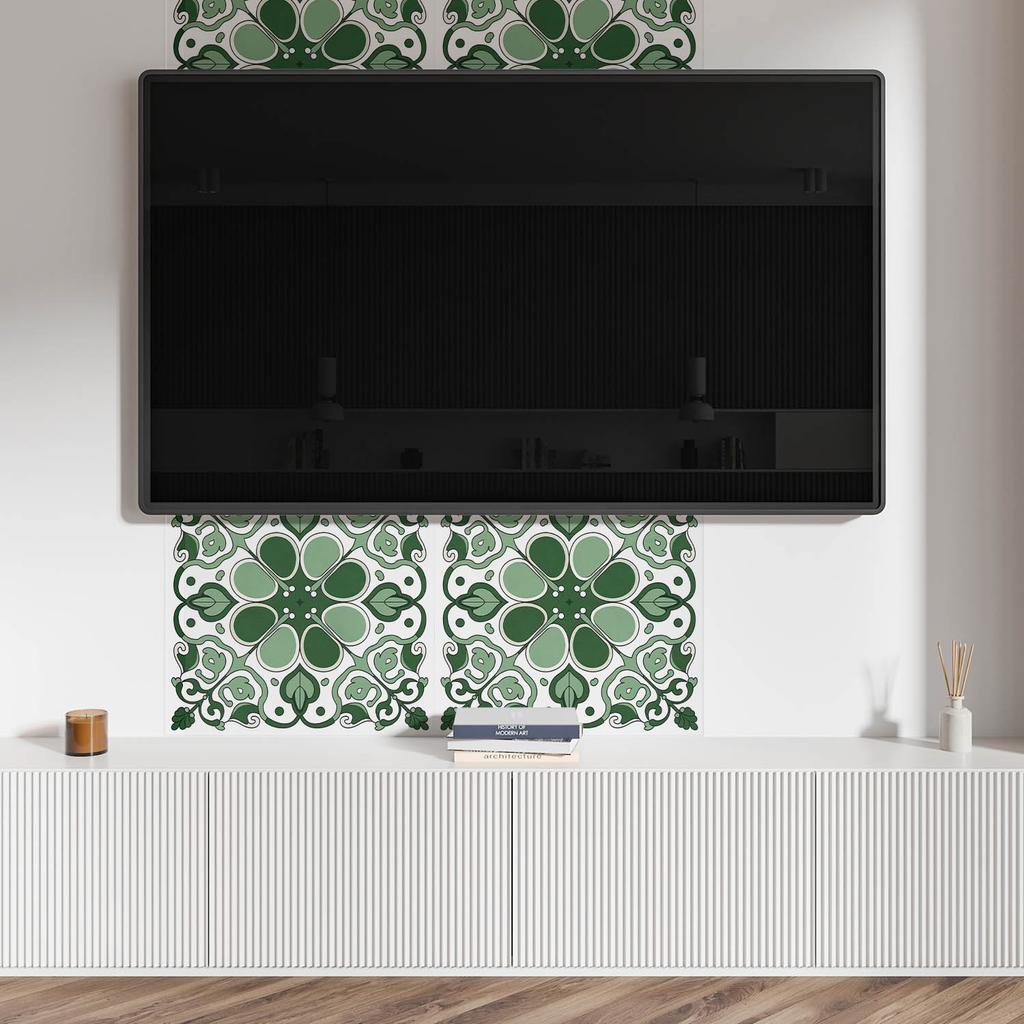 Aesthetic Vinyl Wall Covering with Print 100x50 cm Plant Pattern with Leaves
