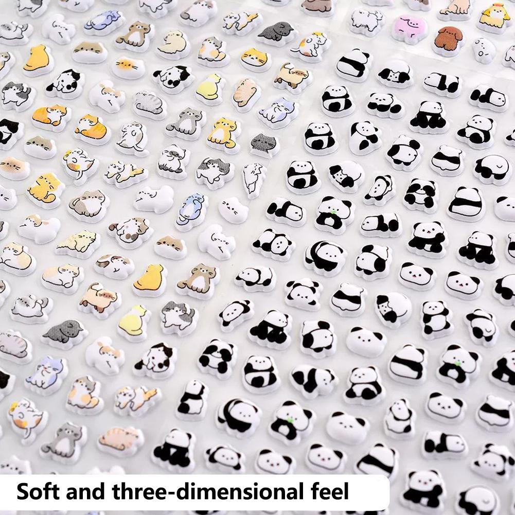 Cute Animal Mini Puffy Stickers 3D Relief Panda Funny Stickers Cartoon Bubble Decals for Scrapbooks Planner Laptops Phone Case