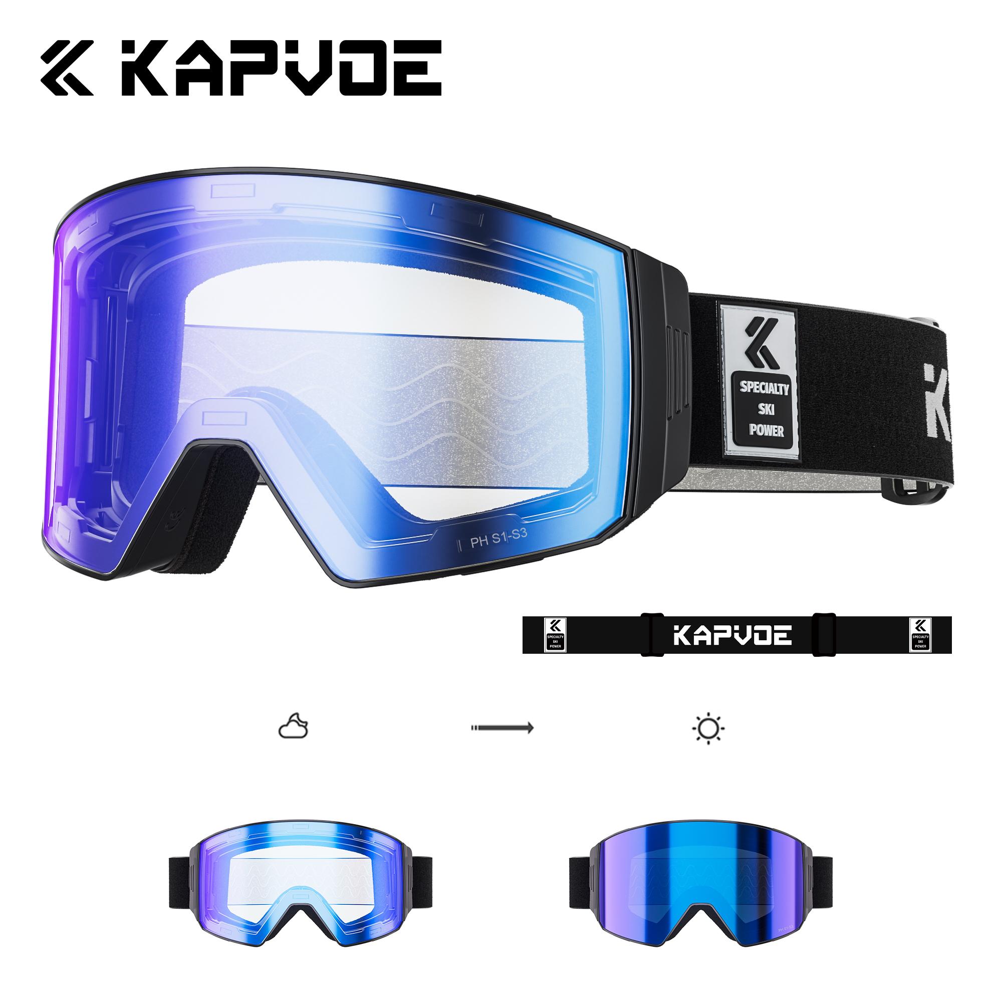 

Kapvoe Snow Sunglasses Photochromic Ski Goggles Magnetic Anti-Fog Lenses UV400 Protection Men Women Ski Goggles Sports Eyewear