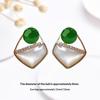 Stud Earrings For Women With Green White Bead Rhinestones For Daily Wear Office Banquet Parties