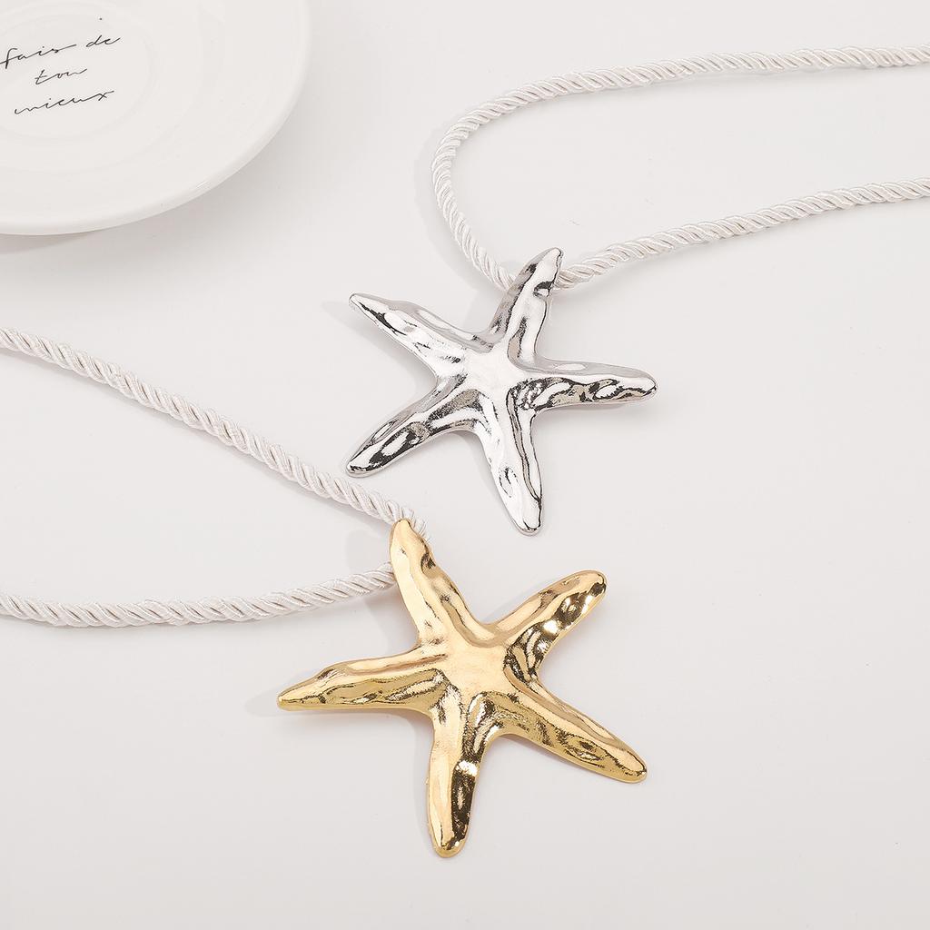 Large Starfish Cord Necklace Chunky Statement Star Fish Pendant Necklace Summer Beach Jewelry Holiday Gift