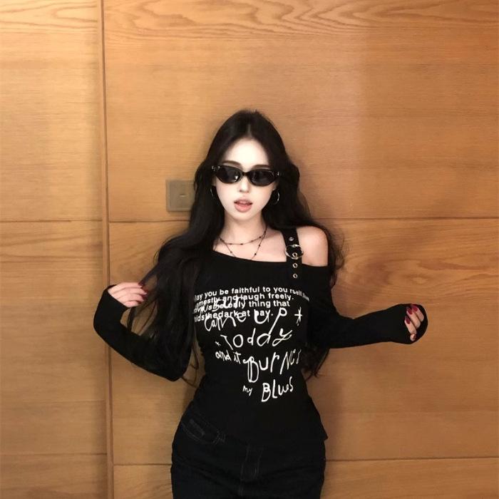 

Autumn Retro Letter Print Cotton Shirt [Zhi Ku Si Shuang] - See Product Before Ordering 2XL чорний
