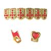 Stylish Hip Hop Grillz Set: Red Diamond Cross & Lightning Gold