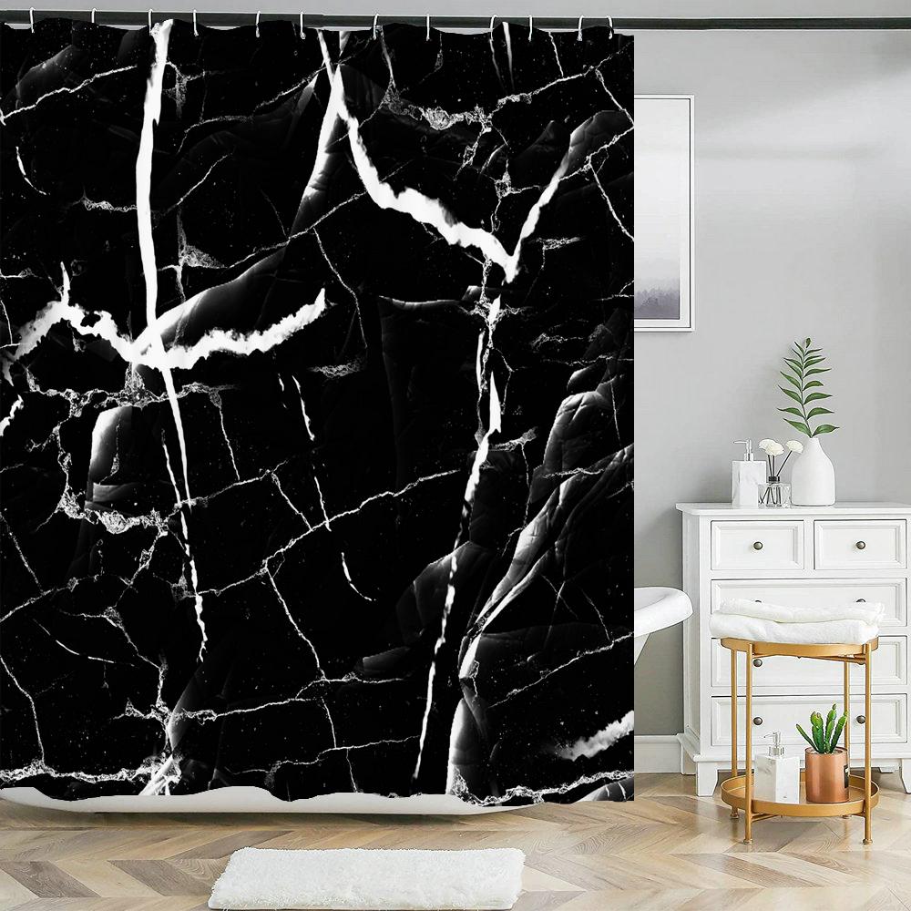 Marble Pattern Shower Curtain Waterproof Fabric Abstraction Printing Creative Bathroom Curtain Home Decor Bath Screen with Hooks
