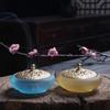 Glass Incense Burner Household Indoor Aromatherapy Bowl Incense Set Tool Golden Lotus Cover Incense Seal Burner