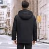 Men's Hooded Winter Jacket with Detachable Liner – 90% Goose Down, Warm Mid-Length.
