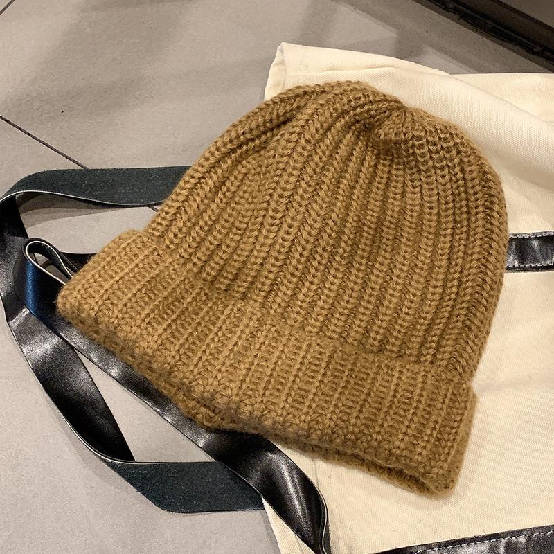 Women's Autumn and Winter Korean Style Versatile Green Wool Hat Winter Trend Korean Winter Japanese Face Protecting Knitted Hat