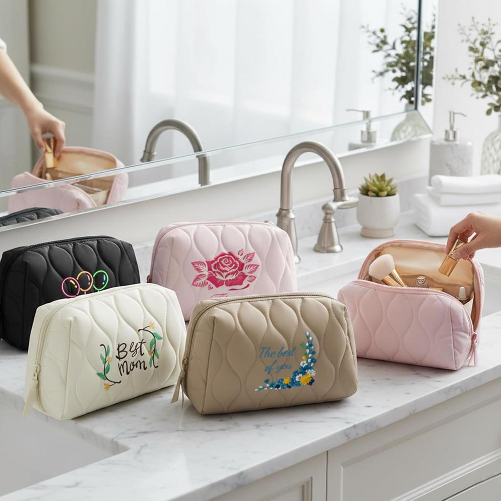 Customized Makeup Bag Quilted Travel Cosmetic Bag Travel Zipper Pouch - Cosmetic Organizer for Women