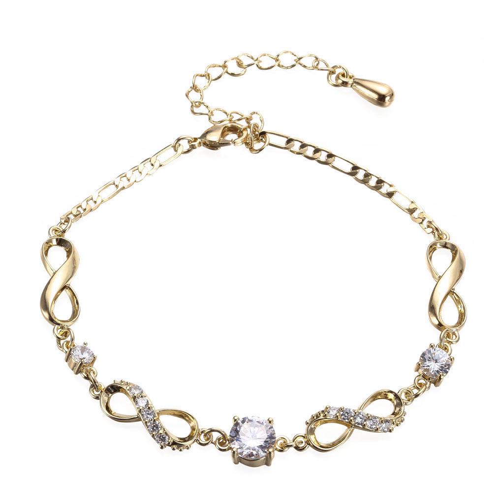 Japanese-Korean Fashion 8-Shaped Bracelet for Girls - Simple & Versatile Anklet золотой