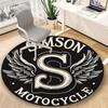 Simson Retro Motorrad Runder Teppich – Rutschfeste Runde Fußmatte – Teppich für die Innendekoration