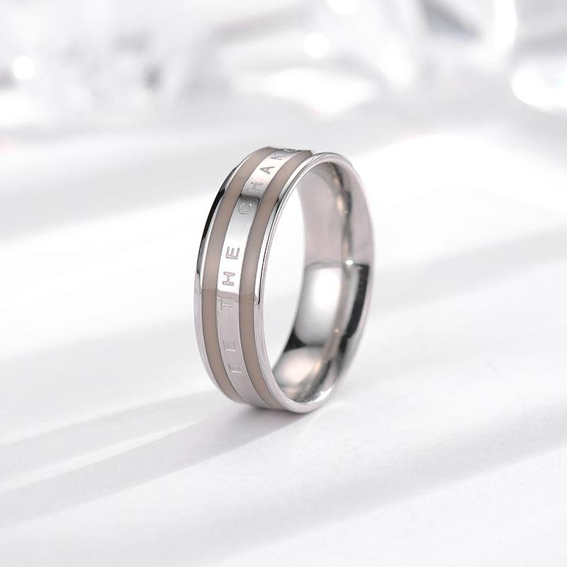 Minimalist Titanium Steel Couple Rings Non Tarnish Diamond Inlaid Matching Bands Jewelry