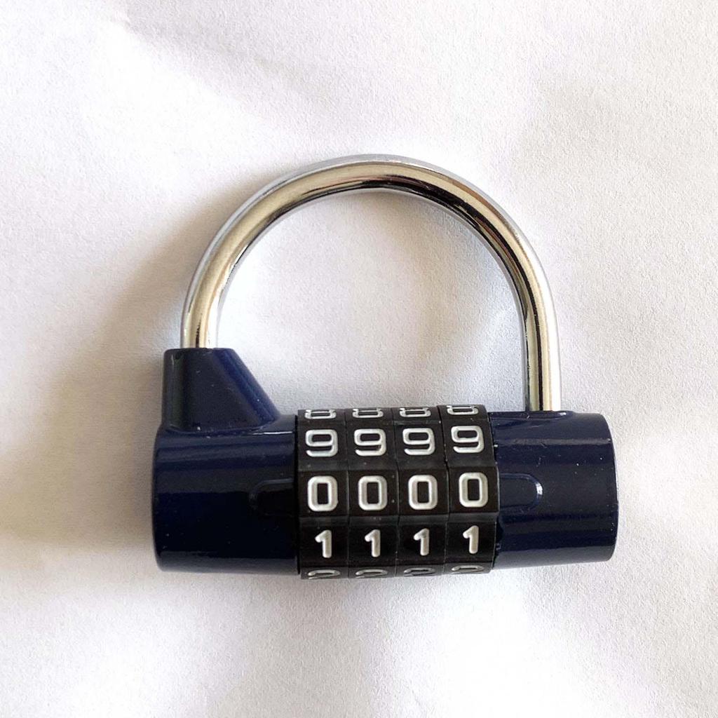 U-Shaped Zinc Alloy 4-Digit Combination Padlock for Luggage, Gym, Office