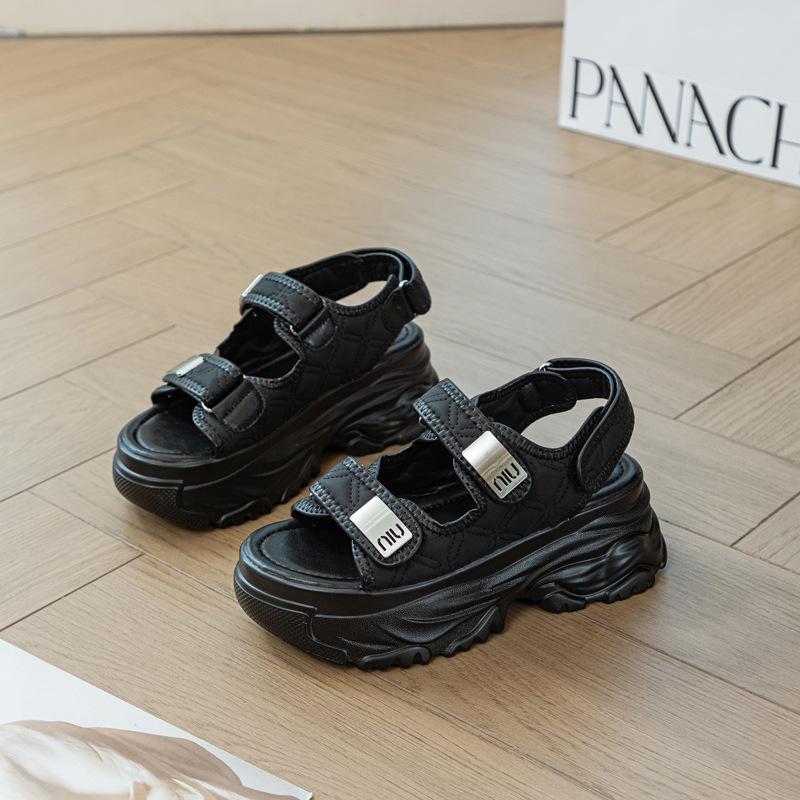 Platform sandals women's summer 2025 new Velcro one-font trend sandals open-toed beach sandals muffin