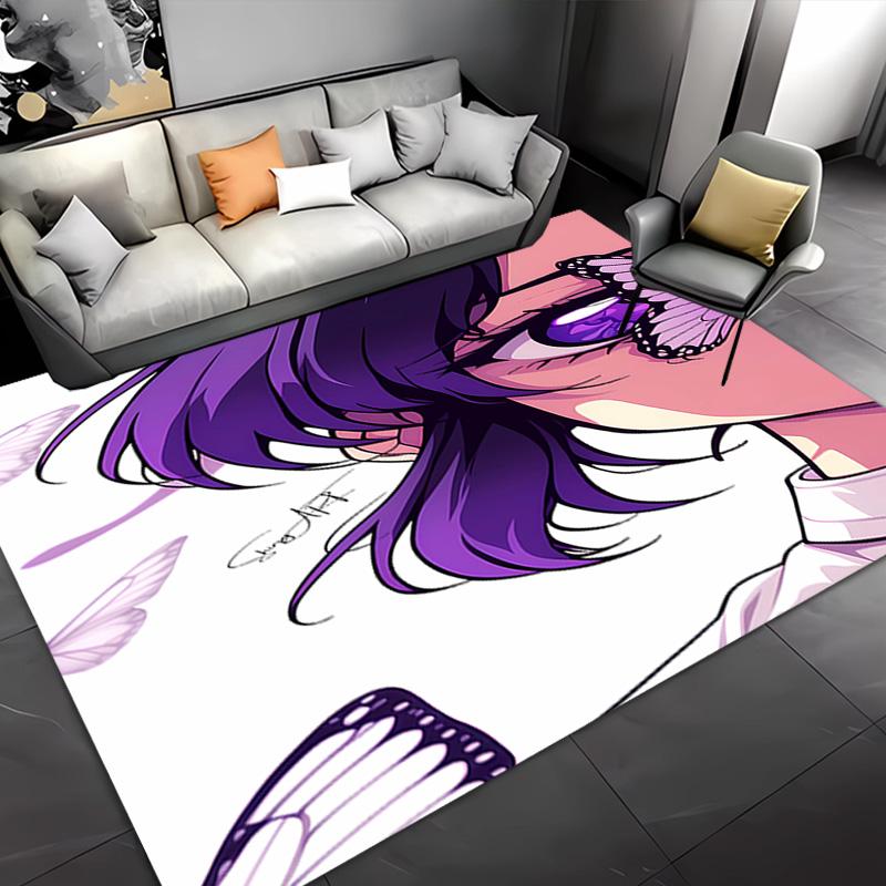 1pc Demon Slayer Shinobu Kocho Entrance Mat, Non-Slip Mat Area Rug,Room Decor, Outdoor Decor, Kitchen Rug,Doormat - Machine Washable, Easy To Clean