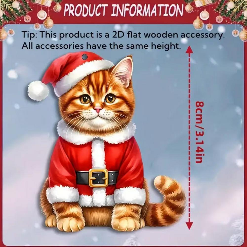 

Cat Christmas Ornament 24 Pieces Wooden Christmas Tree Ornaments Holiday Pendant for Home Apartment Living Room Kitchen