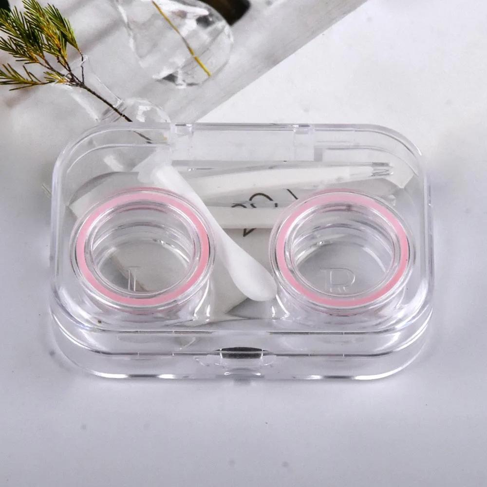 Candy Color Girls Contact Lenses Box Mini Clear Portable Contact Lens Case with Tweezer Suction Stick Set for Travel Kit Holder
