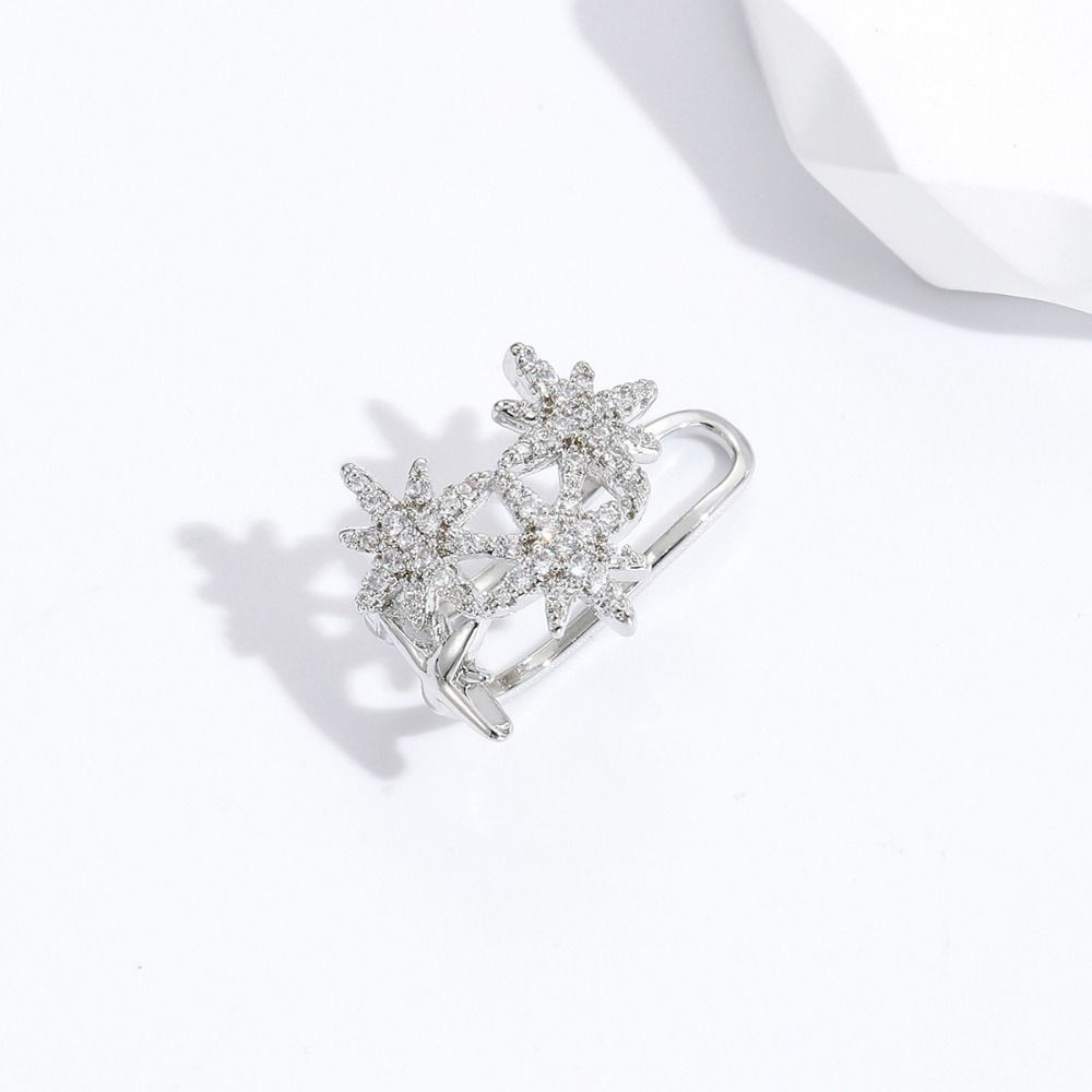 Copper Shiny Starry Earbone Clip No Piercing Korean Style Flashing Zircon Star Earrings Fashion Jewelry Cartilage Clip