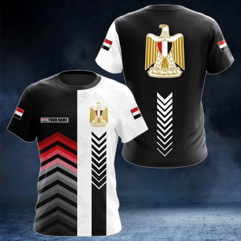Egypt Flag & Coat of Arms Grafika Tričko Letní Ležérní Pulovr Pánská móda Trička s výstřihem do O Chlapci Oversized Topy s krátkým rukávem