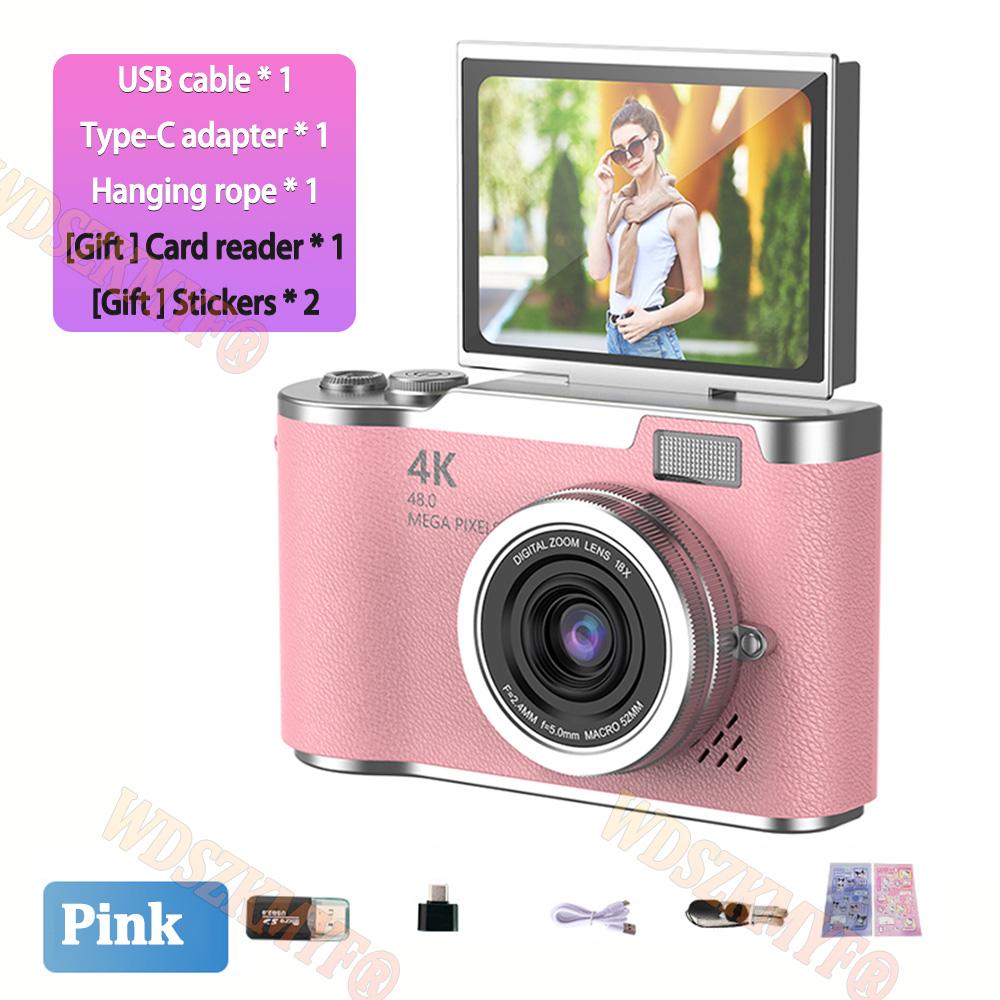180° Flip Screen Digital Camera 48MP Retro CCD 8X Digital Zoom Student Compact Photography Camcorder Selfie Cam Video Recorder