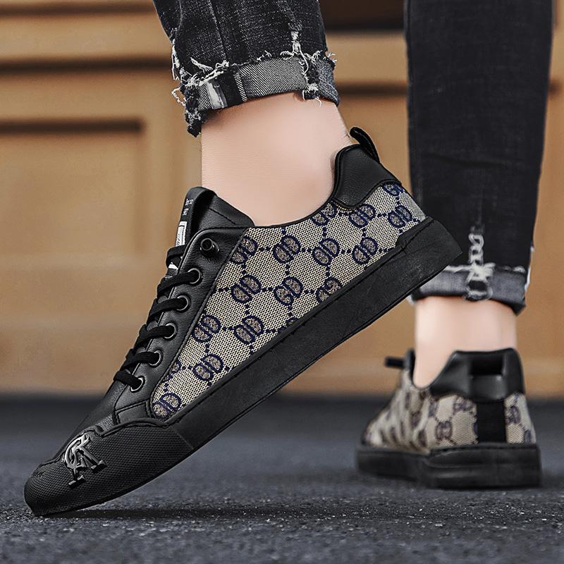 Lyxiga Svarta Herrars Vulkaniserade Skor Rea Stadssneakers Mode Platta Skateboard Sneakers Herr Komfort Designade Casual Skor För Herrar