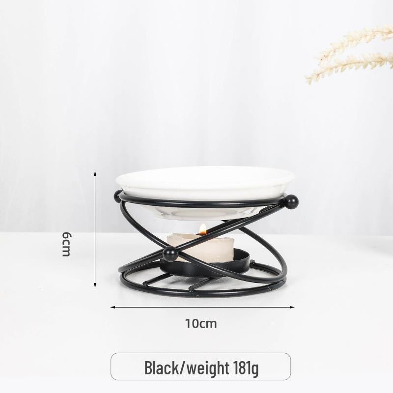 Lampă de aromaterapie transfrontalieră din fier și ceramică: Arzător de uleiuri esențiale și suport de tămâie pentru sfeșnic de birou.