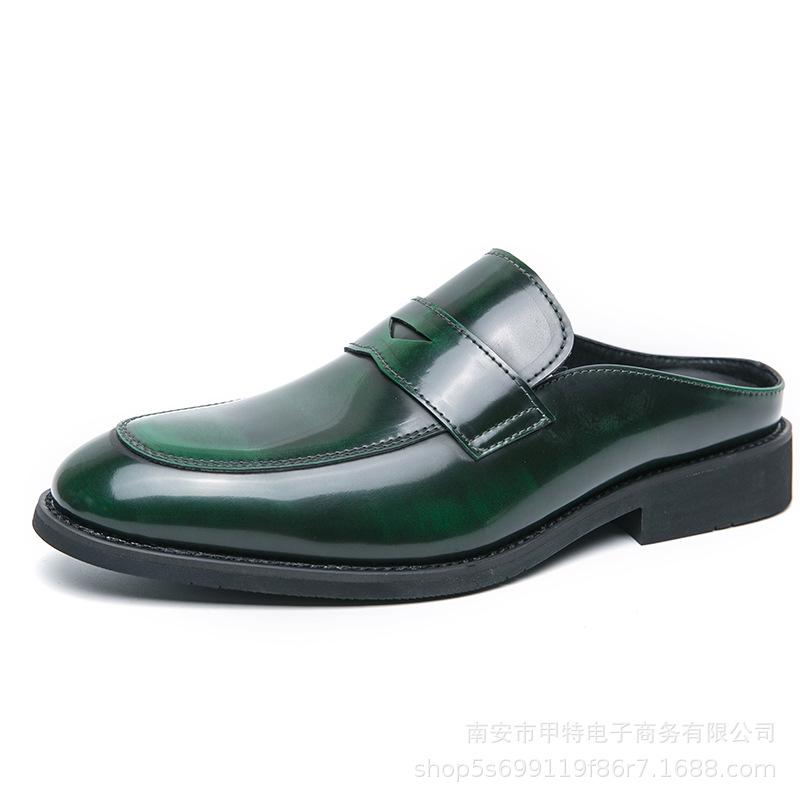 

Large size half-drag loafers summer small leather shoes business casual shoes fashion men s shoes 46 зелёный