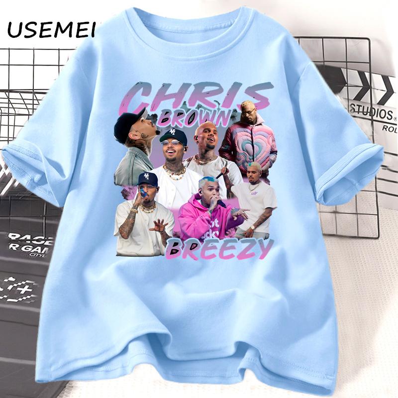 

Chris Brown Breezy Tshirts Hip Hop 90s Graphic T Shirt Casual Cotton Short Sleeve Tshirt Round Neck Women Men Streetwear 4XL