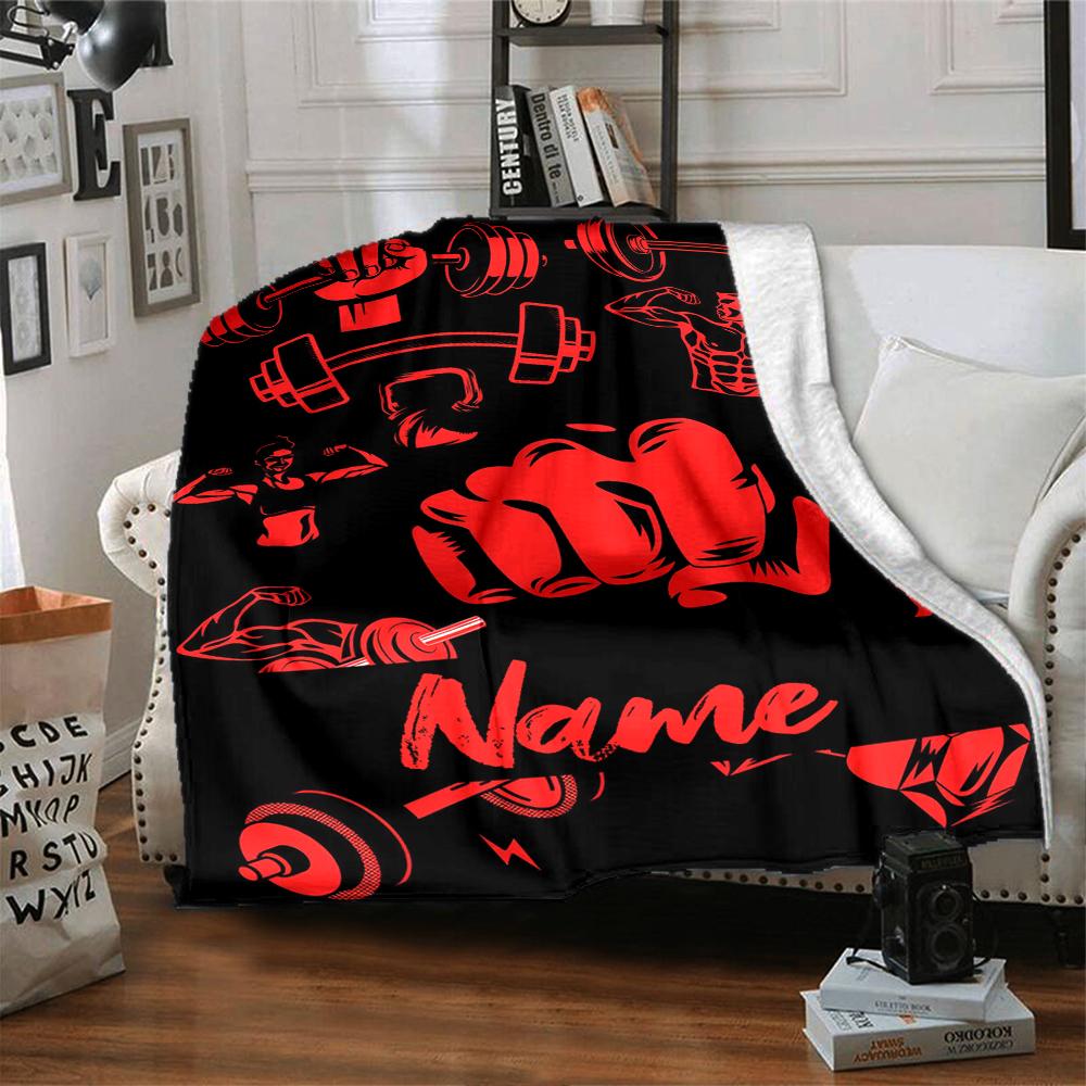 Custom Name Boxing Theme Printed Blanket - Perfect for Couch, Bed, Travel & Outdoor Use | Machine Washable, Cozy & Durable.