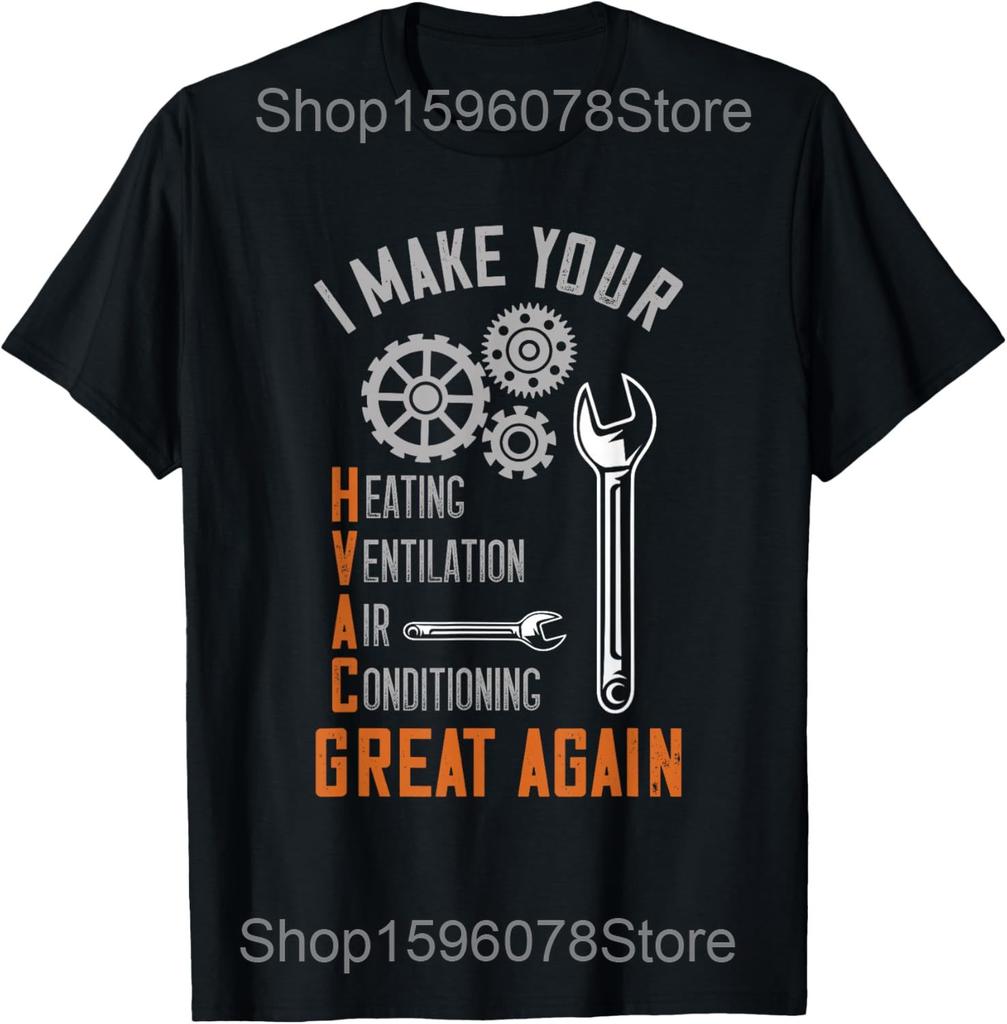 HVAC Techniker Mechaniker T-Shirts Herren Baumwolle Humor Streetwear T-Shirt Kurzarm Unisex Locker Reparatur HVAC Systeme Kleidung