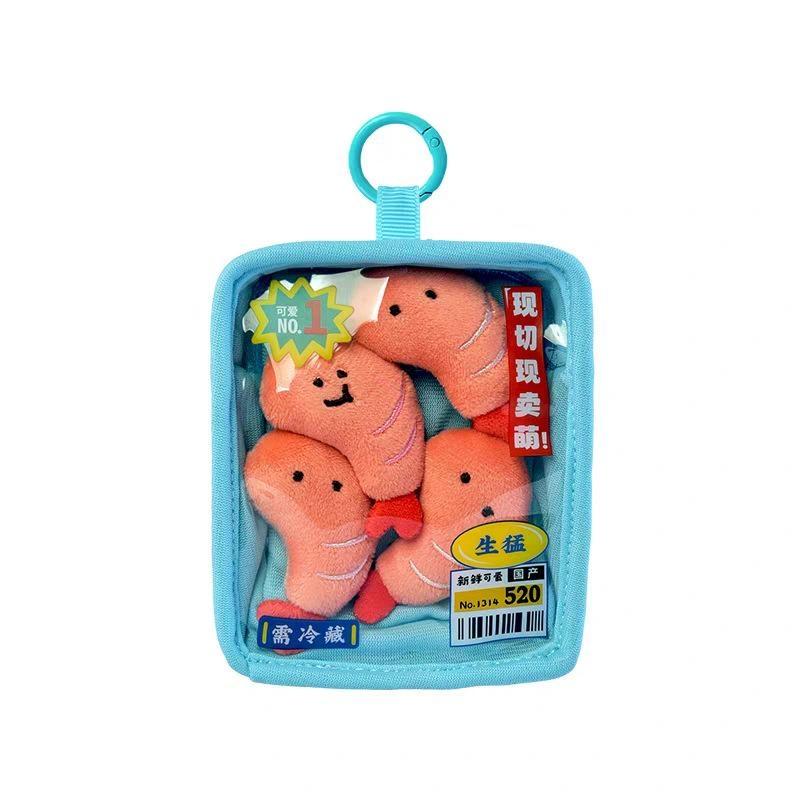 Cute Simulation Salmon Octopus Plush Keyring Soft Seafood Vegetable Bag Charm Unique Party Gift for Kids