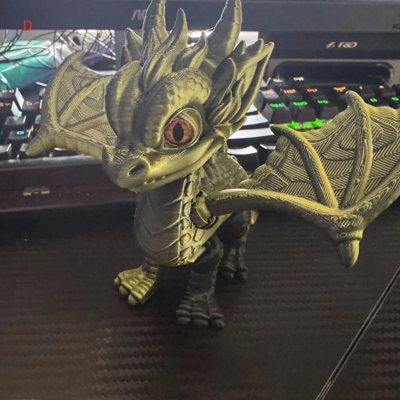 3D Printed Articulated Dragon Wings Tail Western Dragon Retracted Moved Ornament Model Figurine Gift